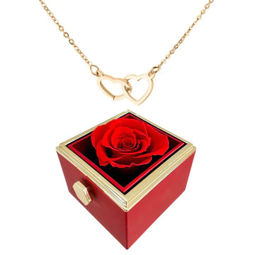 Caixa de roses Heidi amb collaret – regal romàntic perfecte per al Dia de Sant Valentí