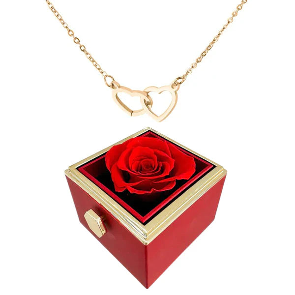 Caixa de roses Heidi amb collaret – regal romàntic perfecte per al Dia de Sant Valentí