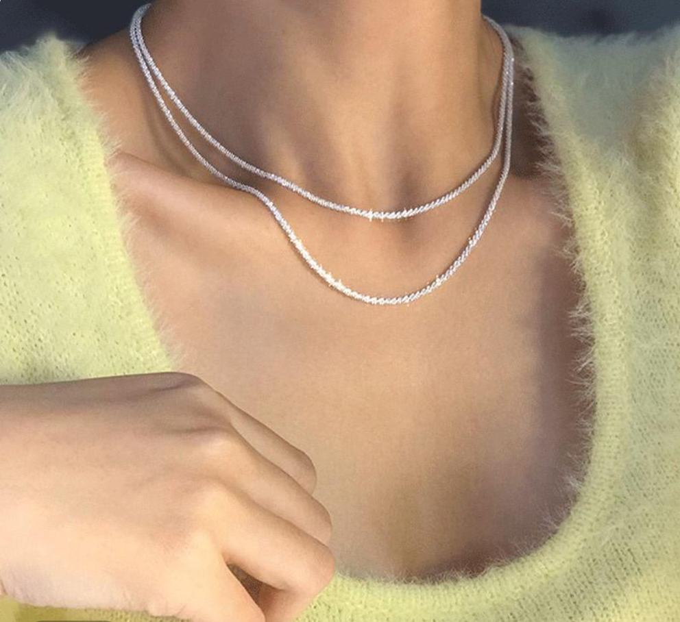 Celestine collaret doble de plata per a dones – look de capes elegant amb un subtil brillantor