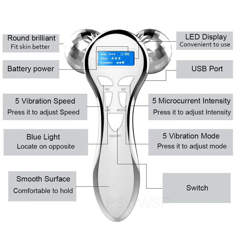 Rodet de massatge facial Melzano 4D Microcorrents