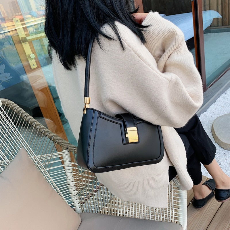 Melzano Emma - Bolso de hombro de cuero negro