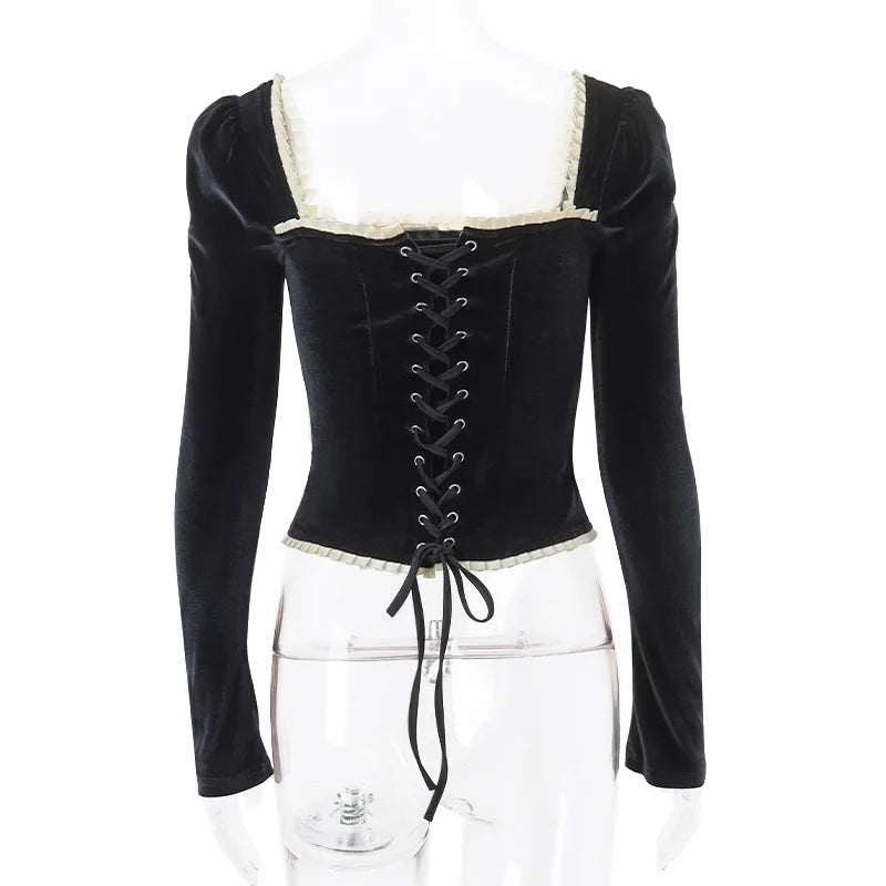 Melzano Anita - black corset with long sleeves