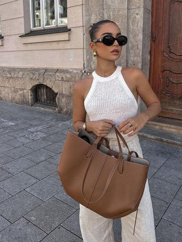 Lara Tote Bag – Vintage Leren Tas met Tijdloze Stijl en Ruimte