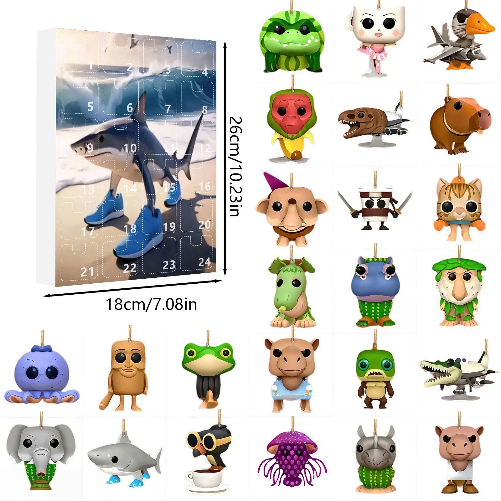 Calendario de Advento Tung Sahur con 24 Figuriñas de Acrílico para Decoración e Colección
