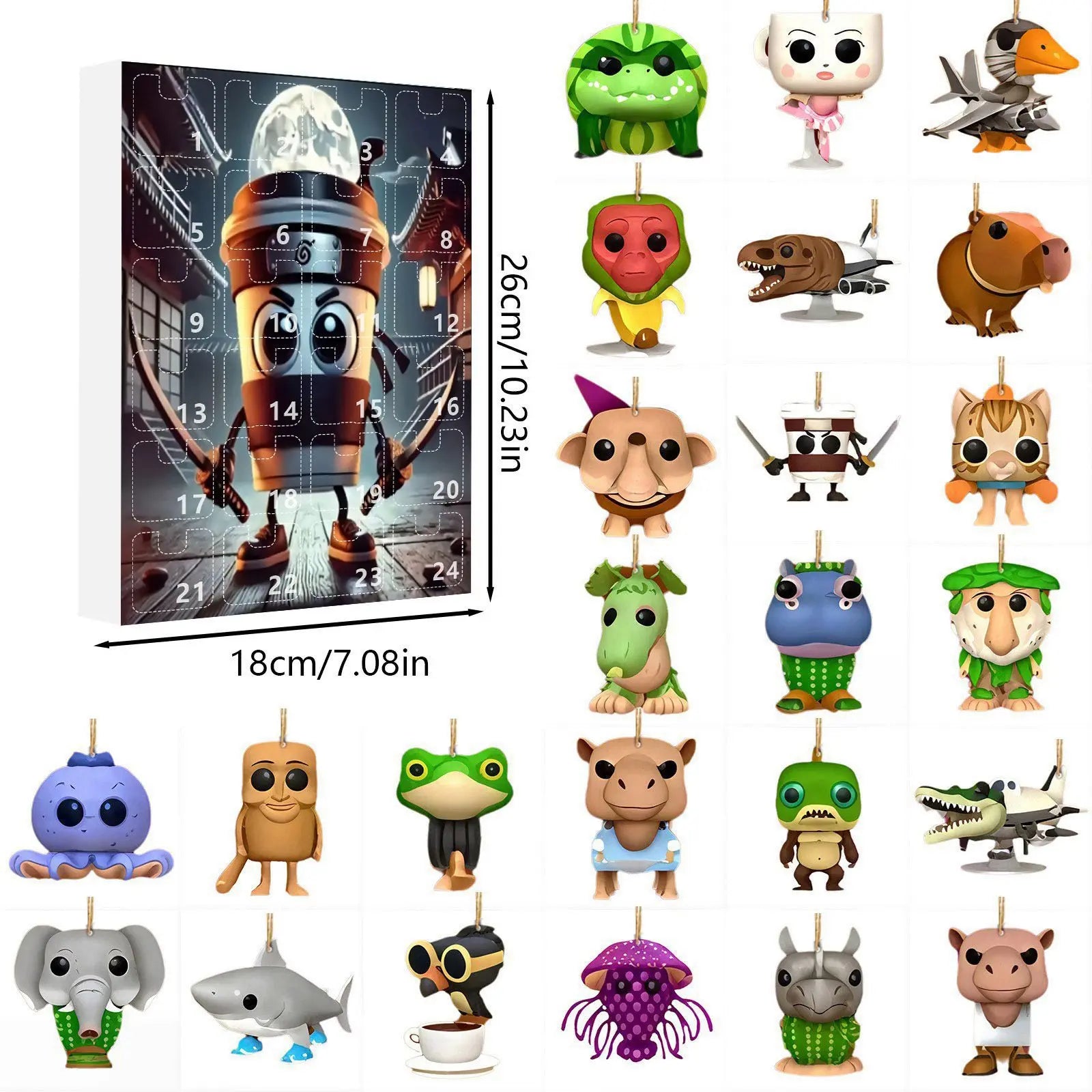 Calendario de Advento Tung Sahur con 24 Figuriñas de Acrílico para Decoración e Colección