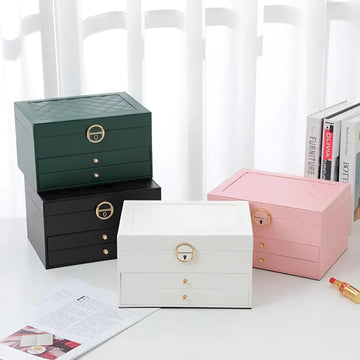 EleganceBox – Luxe meerlaagse sieradendoos van PU-leer