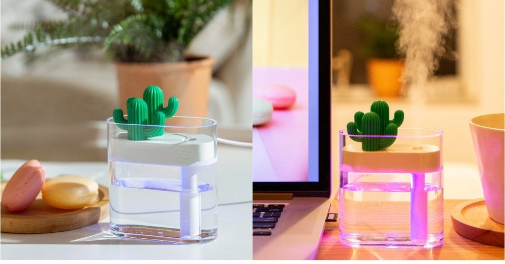 Aromora – Difusor d'aromes ultrasònic de cactus amb llum LED 160 ml
