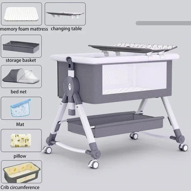 Nuvella Cama de bebé axustable – Plegable e seguro lugar para durmir para recén nados