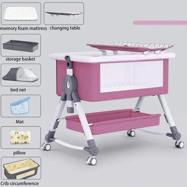 Nuvella Cama de bebé axustable – Plegable e seguro lugar para durmir para recén nados