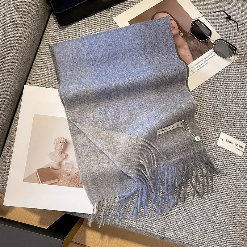 Bufanda Wolvéra para mulleres – 100% la con patrón de taboleiro de damas, quente e luxosa para o inverno