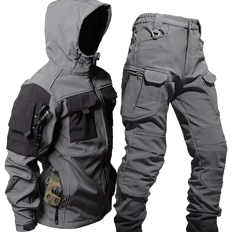Nordfall – Conjunt de pantalons cargo d'home per a exterior, impermeable i tallavents, amb caputxa per a senderisme i ús diari