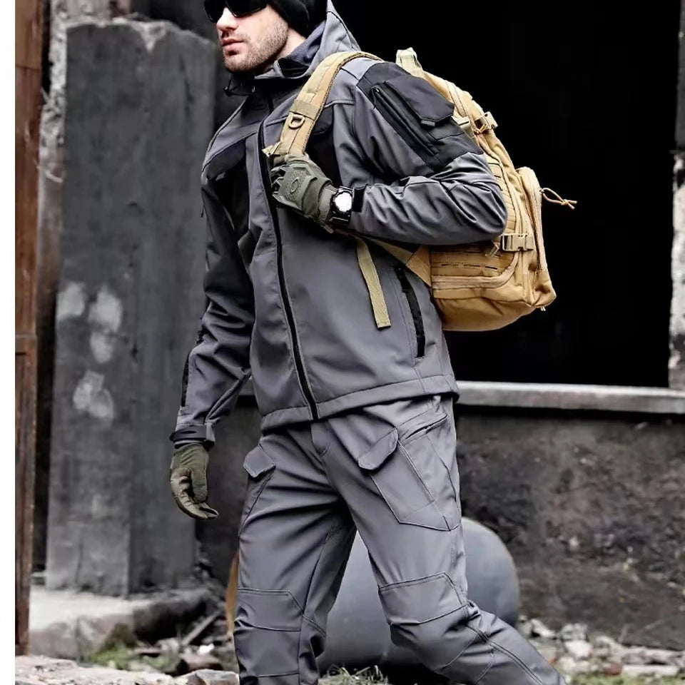 Nordfall – Conjunt de pantalons cargo d'home per a exterior, impermeable i tallavents, amb caputxa per a senderisme i ús diari