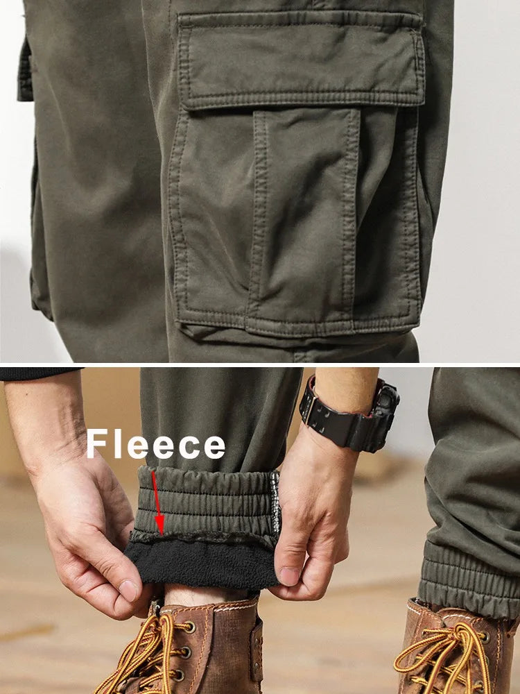 NordCraft – Winter cargo pants men with fleece lining – Slim fit & elastic waistband