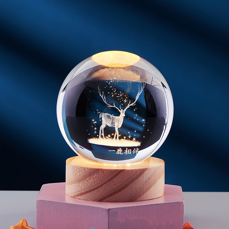 Làmpada de nit de bola de cristall 3D - Llum elegant per a una atmosfera moderna