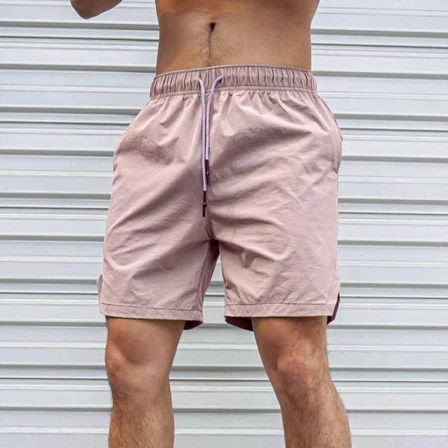 Melzano David effen color transpirable bañador para hombre con cordón ajustable