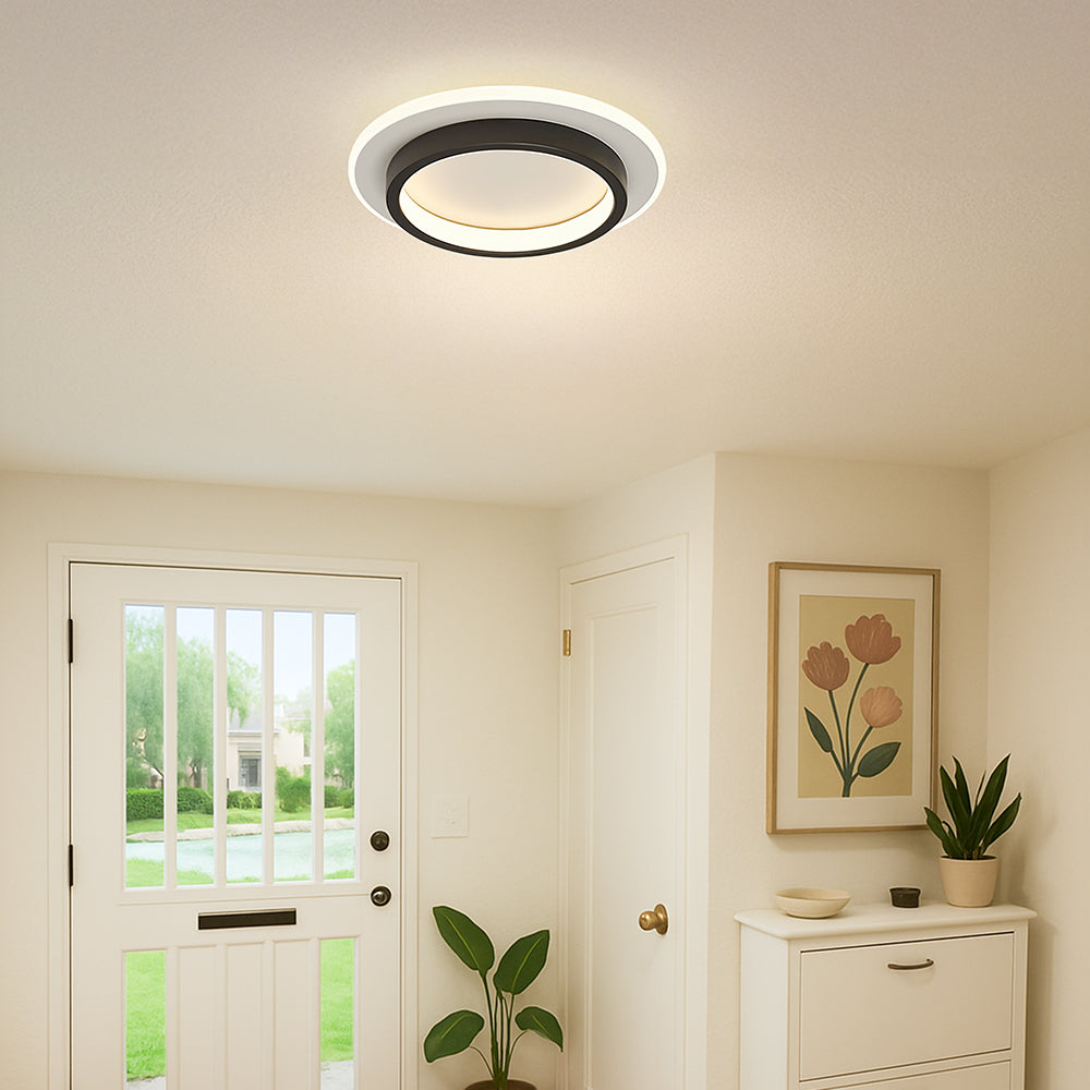 Metrona – Llum de sostre LED rodona – Metall i acrílic per a passadís i sala d'estar
