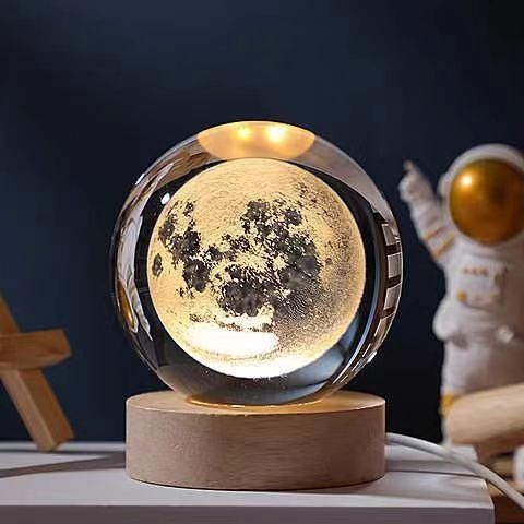 Làmpada de nit de bola de cristall 3D - Llum elegant per a una atmosfera moderna