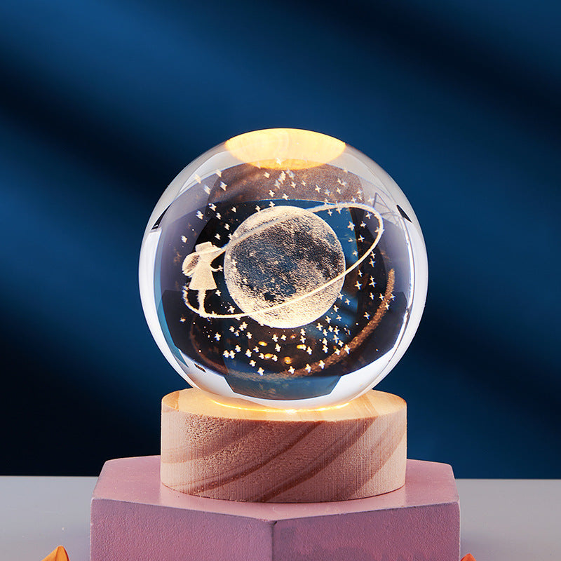 Làmpada de nit de bola de cristall 3D - Llum elegant per a una atmosfera moderna