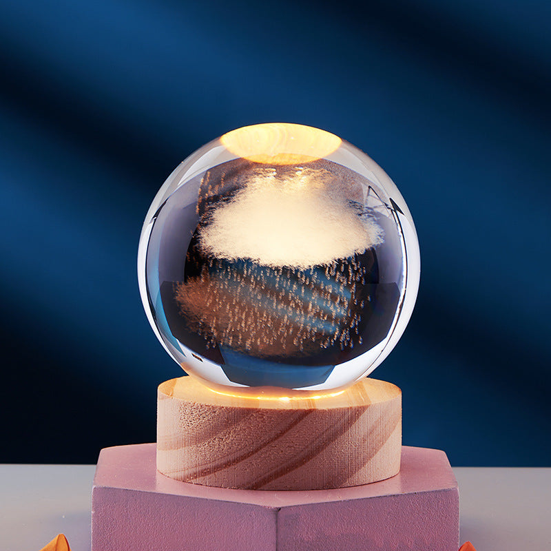 Làmpada de nit de bola de cristall 3D - Llum elegant per a una atmosfera moderna