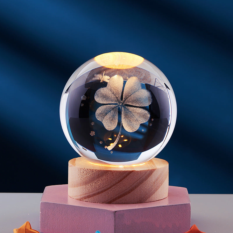 Làmpada de nit de bola de cristall 3D - Llum elegant per a una atmosfera moderna