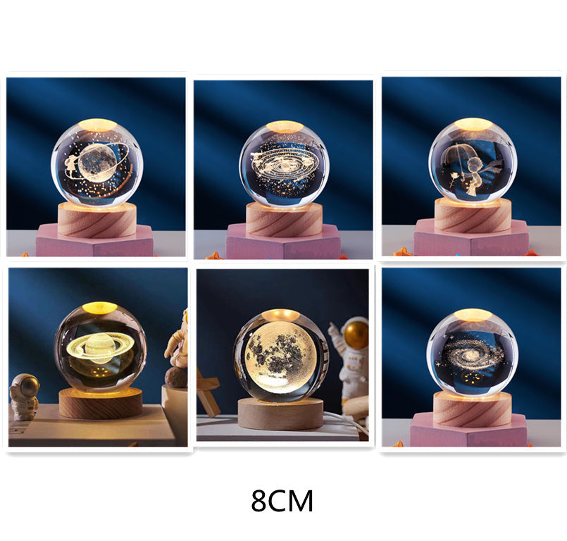 Làmpada de nit de bola de cristall 3D - Llum elegant per a una atmosfera moderna