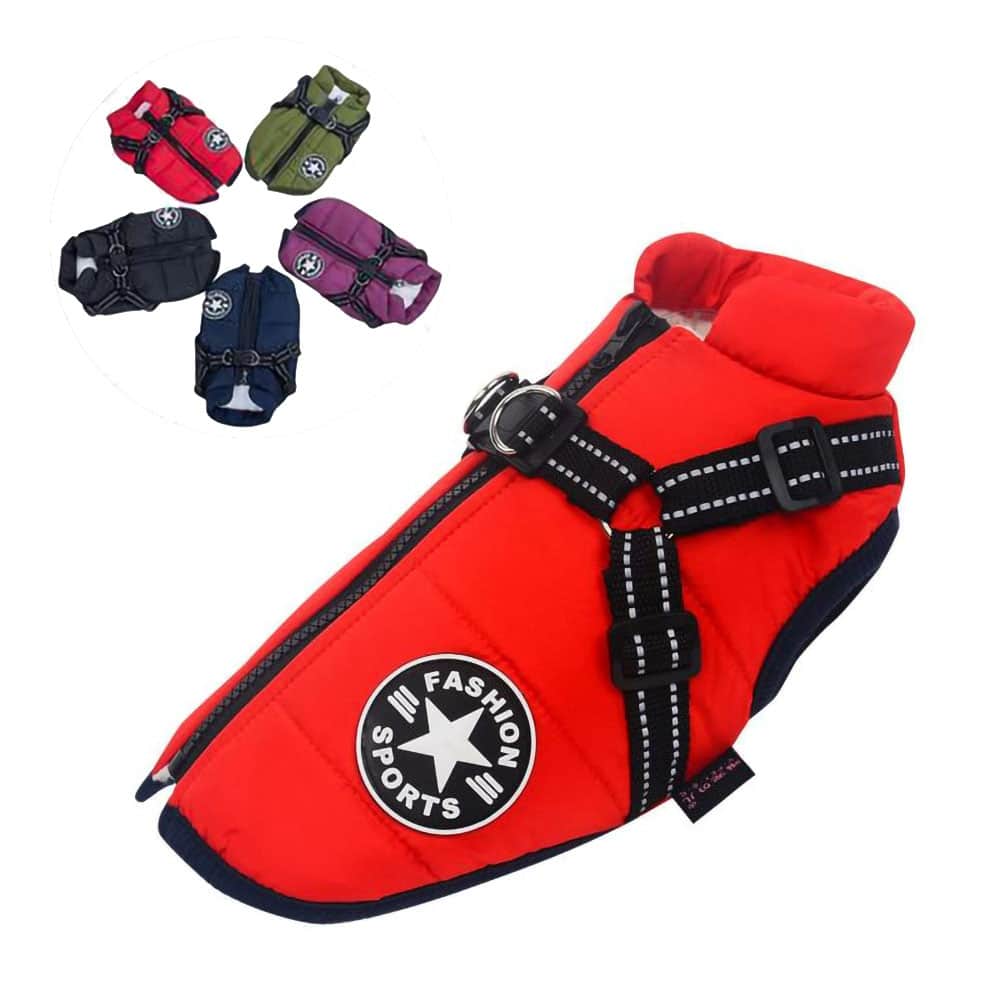 Melzano Chaqueta Impermeable para Perros con Arnés