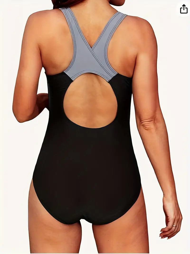 Melzano Alisa | Elegante traje de baño de una pieza con colores contrastantes para mujer