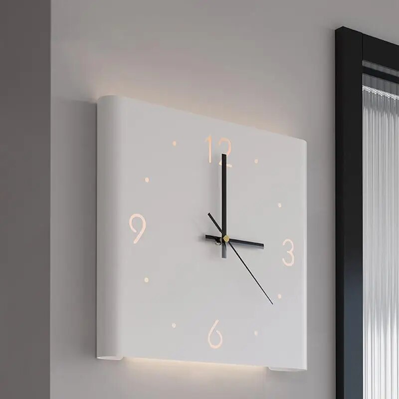 Klokuur | Vierkante Wandklok met Licht | Minimalistisch | Moderne Wandklok | Eenvoudige Kamerdecoratie