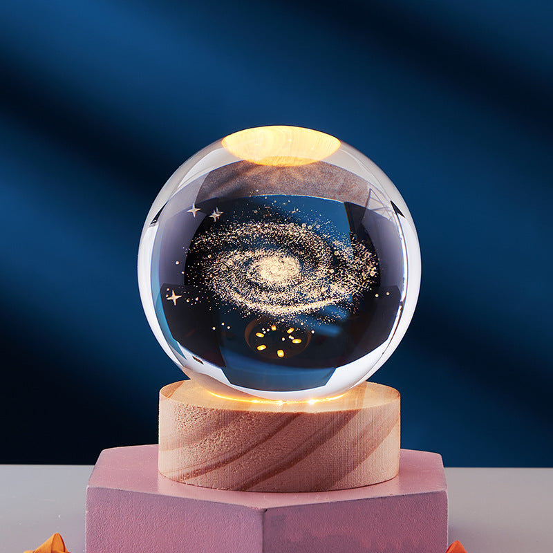 Làmpada de nit de bola de cristall 3D - Llum elegant per a una atmosfera moderna