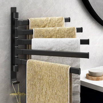 Tidyrack Handdoekenrek – 5 Draaibare Armen & Modern Matzwart Design