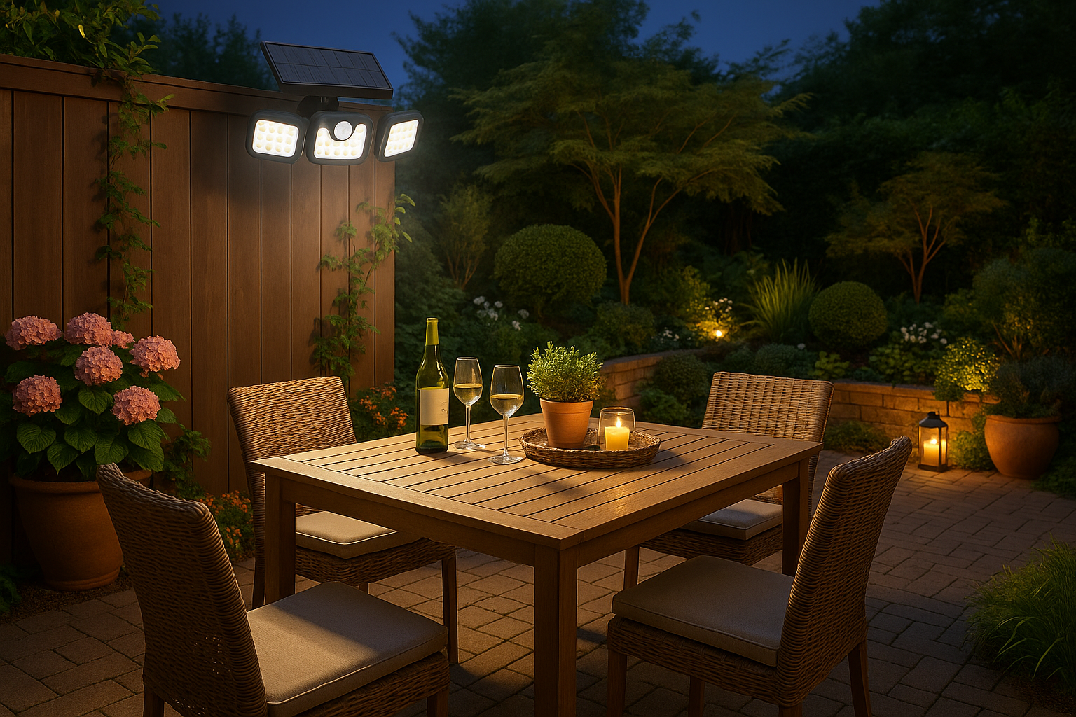 SolarGuard – Llum exterior LED de 3 caps amb sensor de moviment – IP65 impermeable