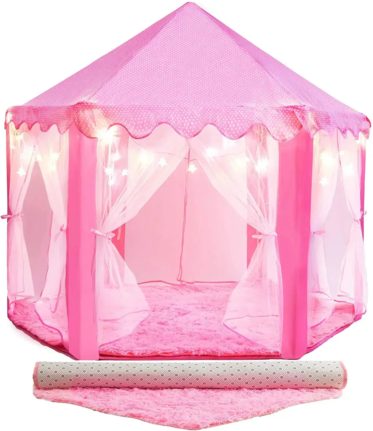 Tenda de xogo de princesa rosa para nenas | Espazo de xogo máxico