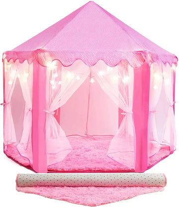 Tenda de xogo de princesa rosa para nenas | Espazo de xogo máxico