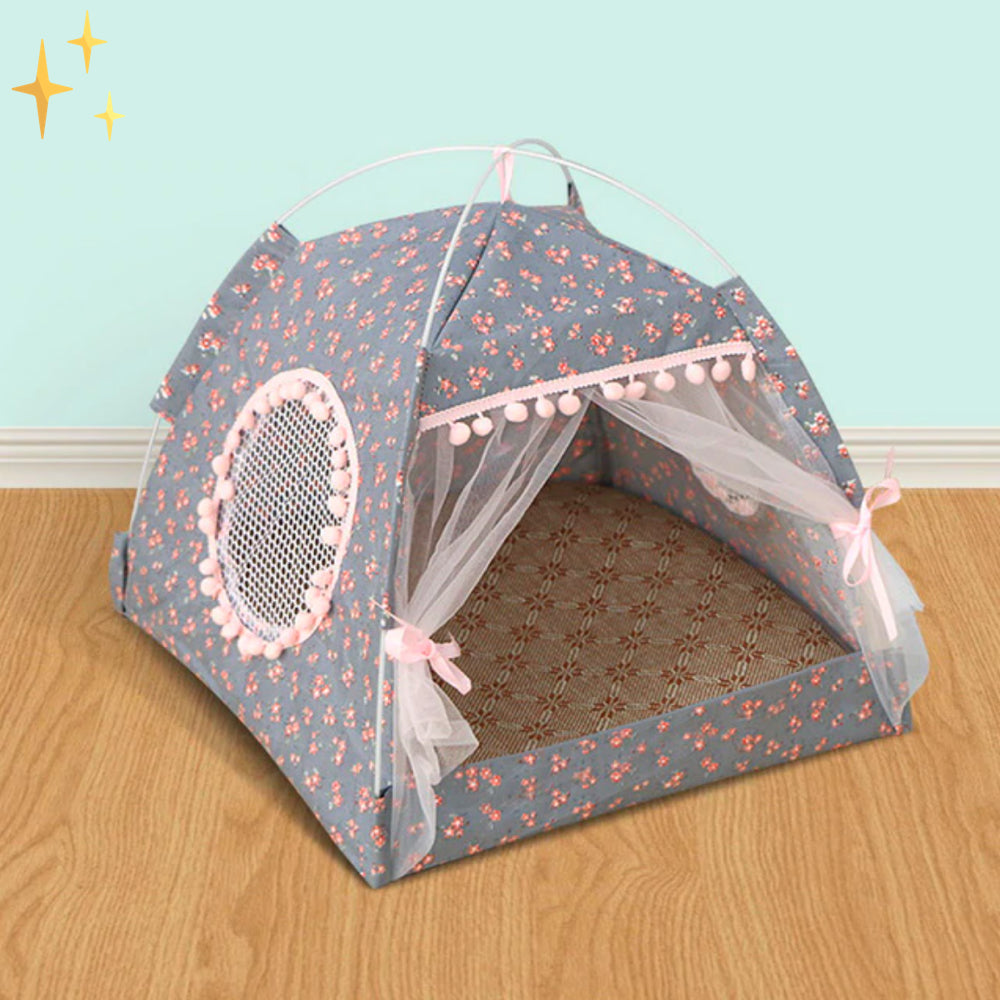 PetTent – Tenda per a mascotes amb cortines de cotó – Gats i gossos petits