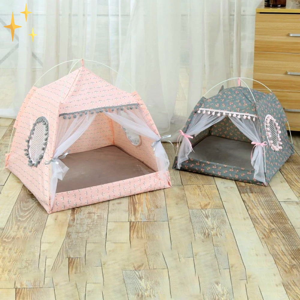 PetTent – Tenda per a mascotes amb cortines de cotó – Gats i gossos petits