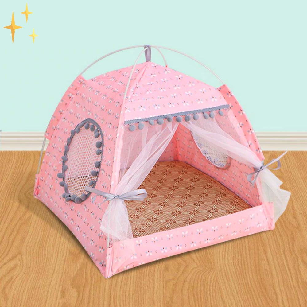 PetTent – Tenda per a mascotes amb cortines de cotó – Gats i gossos petits