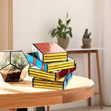 Llum de taula BookStack Ambiance - Disseny de llibres apilats amb il·luminació acolorida