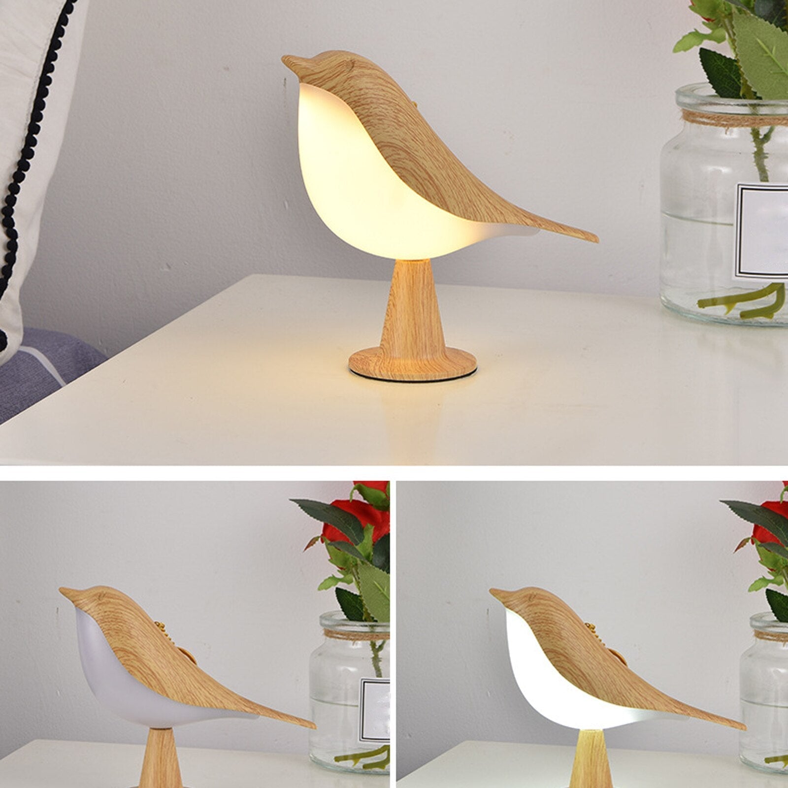 Elegància Alada Llum de Taula - Llum de Nit amb Disseny d'Ocell - Luxe i Funcional