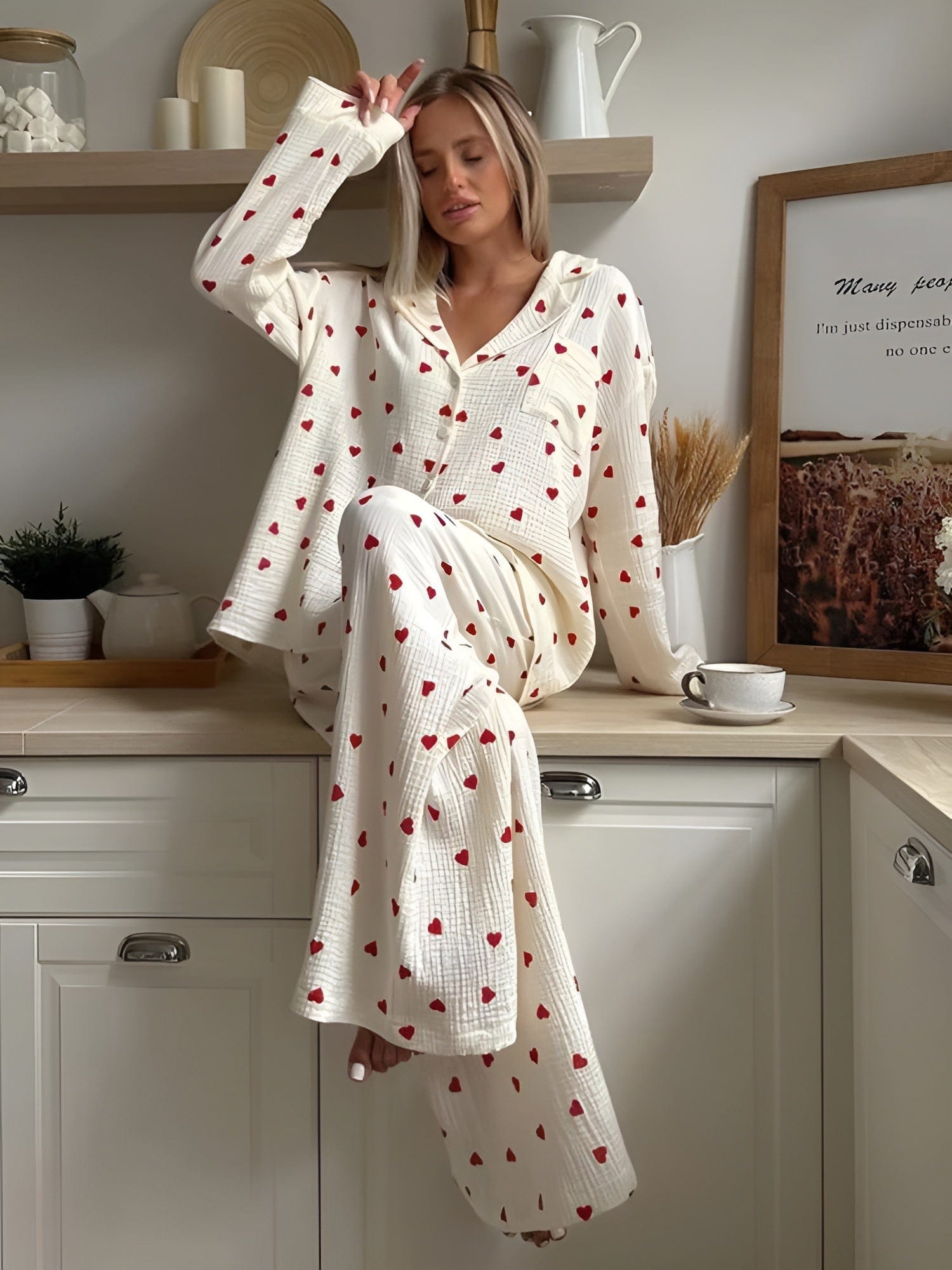 Lola – Conjunt de pijama de cors tous de cotó transpirable per a la comoditat
