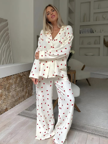 Lola – Zachte Hartjes Pyjama Set Van Ademend Katoen Voor Comfort
