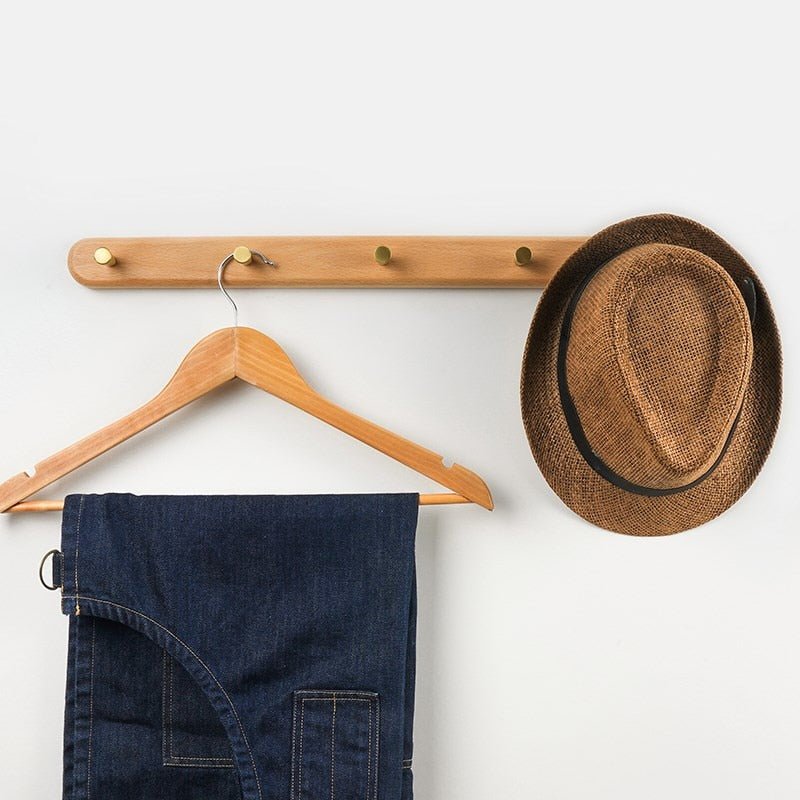 LignaHook – Houten Wandkapstok met Messing Haken – Moderne Woonopslag