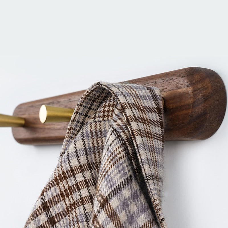 LignaHook – Houten Wandkapstok met Messing Haken – Moderne Woonopslag