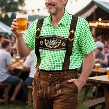 GaudiBursch – T-Shirt with Checkered Shirt & Lederhosen Print – Your Wiesn Hit