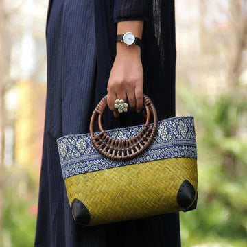 Melzano Sakura | Strand en Boho Stijl Modieuze tas van geweven bamboe