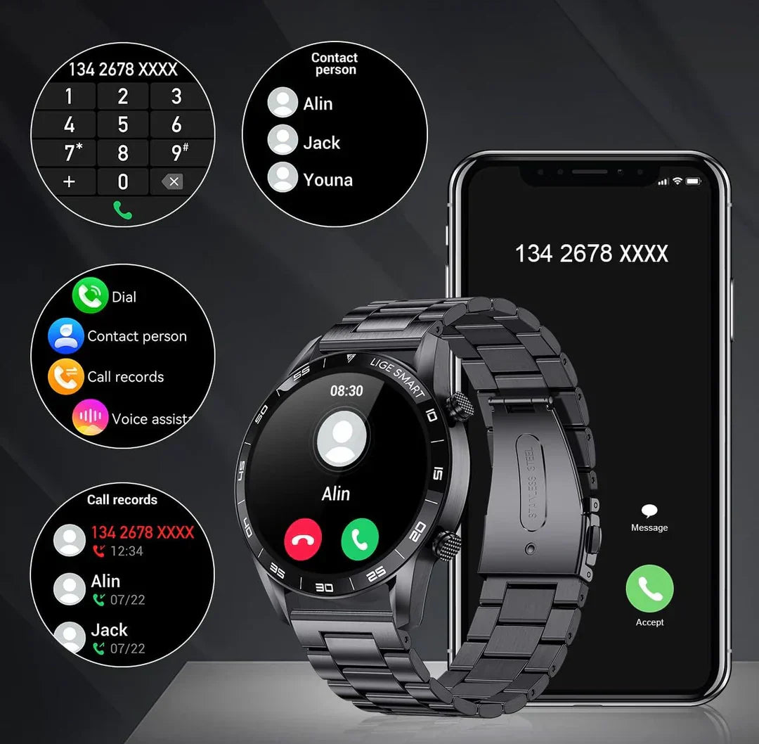 Luxe Smartwatch Men | Multisport, Notifications & Stylish Design