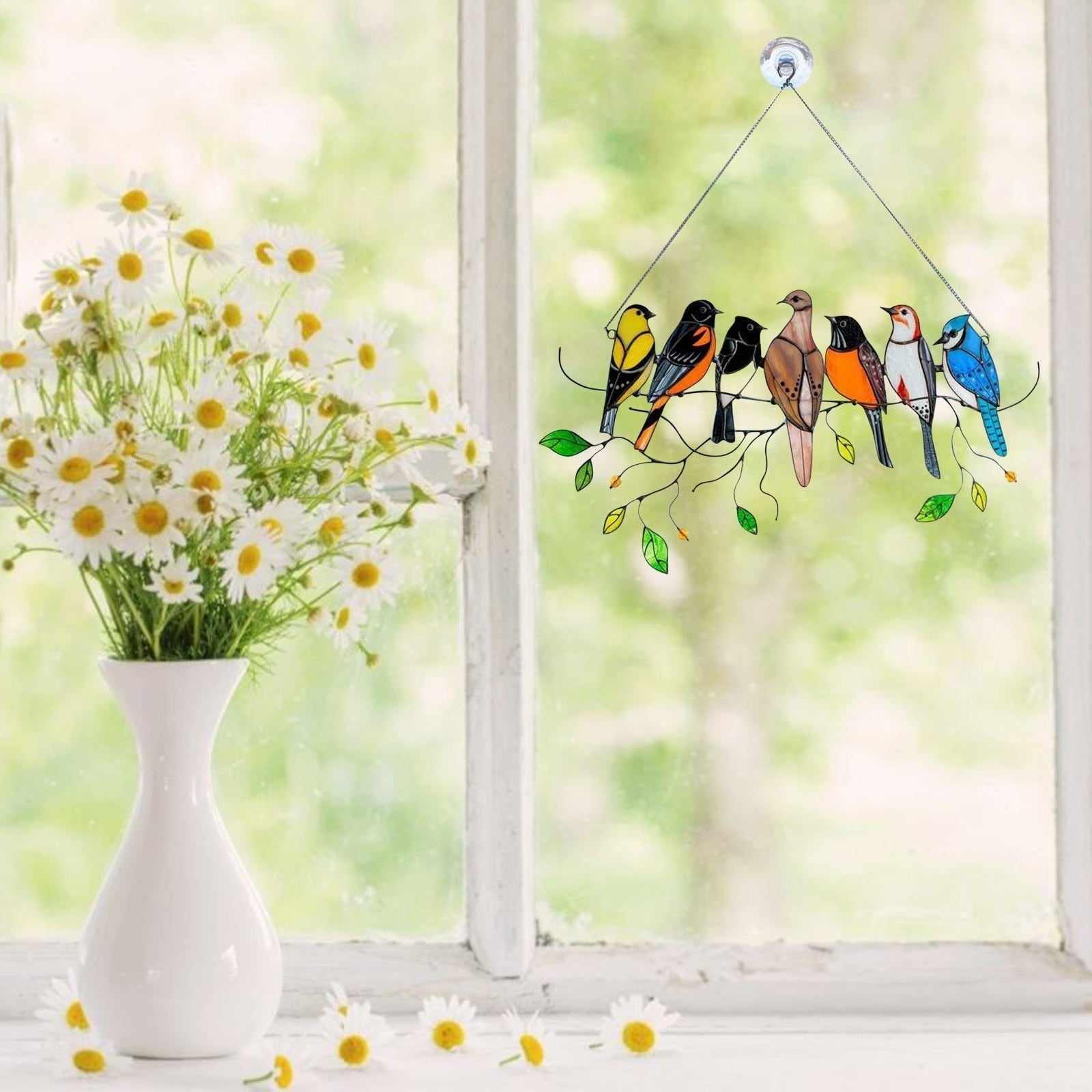 Melzano ColorAura | Gebrandschilderd glas vogel Suncatcher