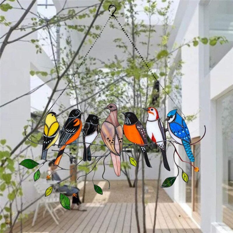 Melzano ColorAura | Gebrandschilderd glas vogel Suncatcher