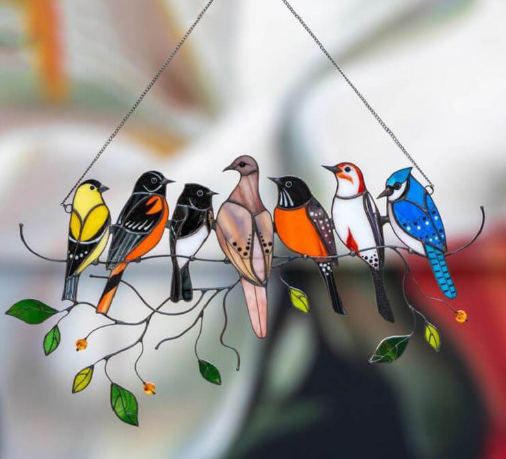 Melzano ColorAura | Gebrandschilderd glas vogel Suncatcher