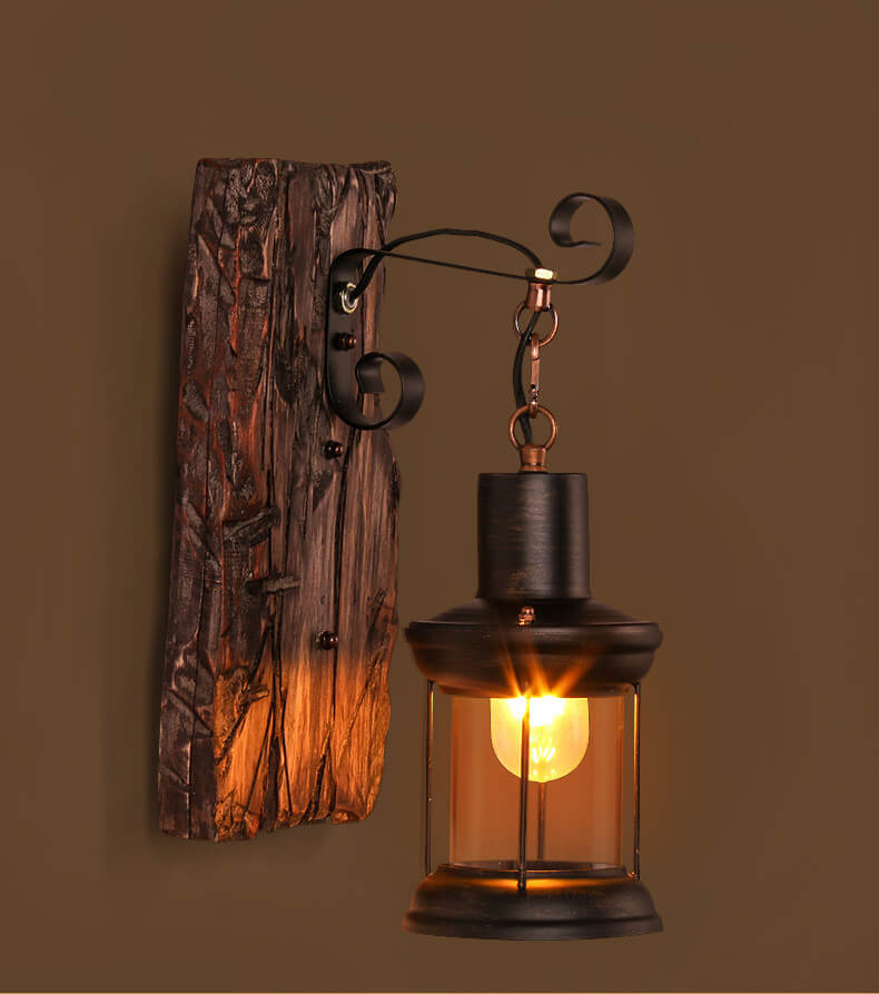 AquaChrono | Zylinder Wandlamp met Glas, IJzer en Houten Sokkel