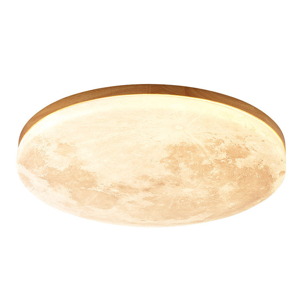 Lunaro – Minimalistische ronde plafondlamp – Hout & acryl LED design